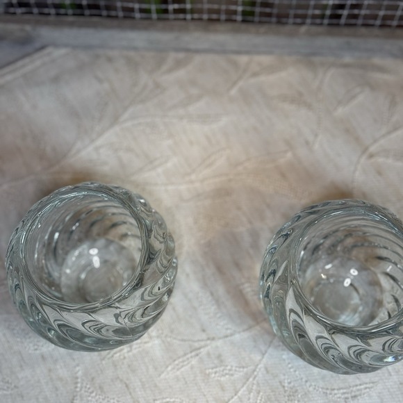 PartyLite Illusions Set of 2 Sturdy Glass Swirled Candle Holders Retired #PO463 - Picture 6 of 8